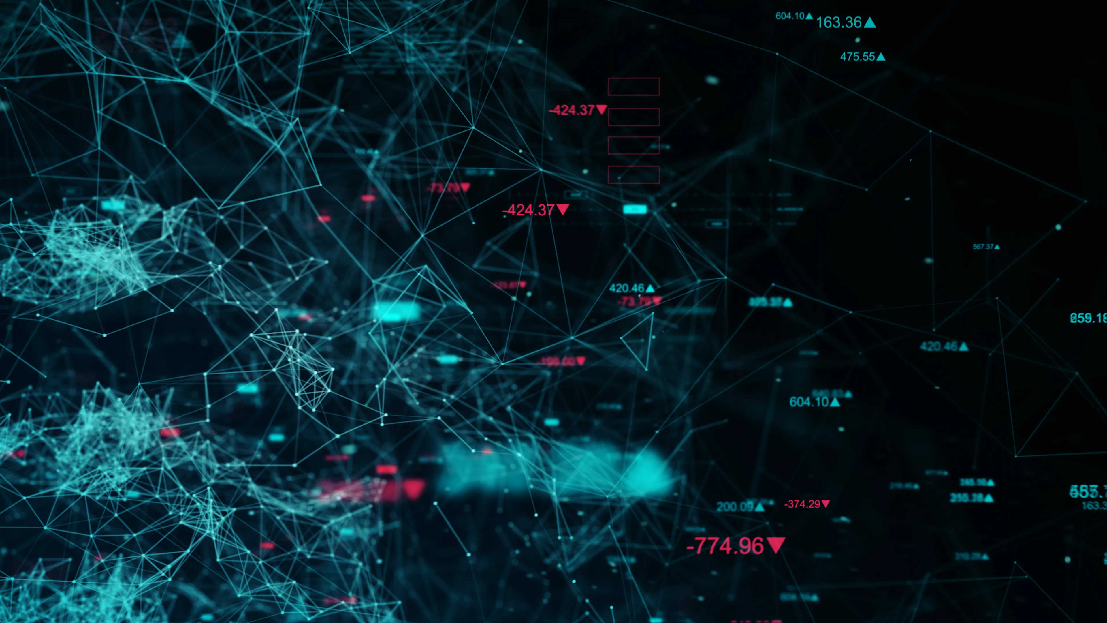 An abstract network of data points and figures