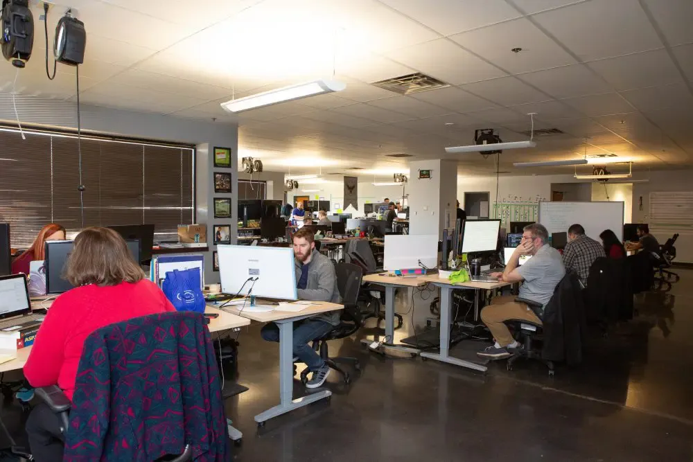 Engineers working at their desks in the office