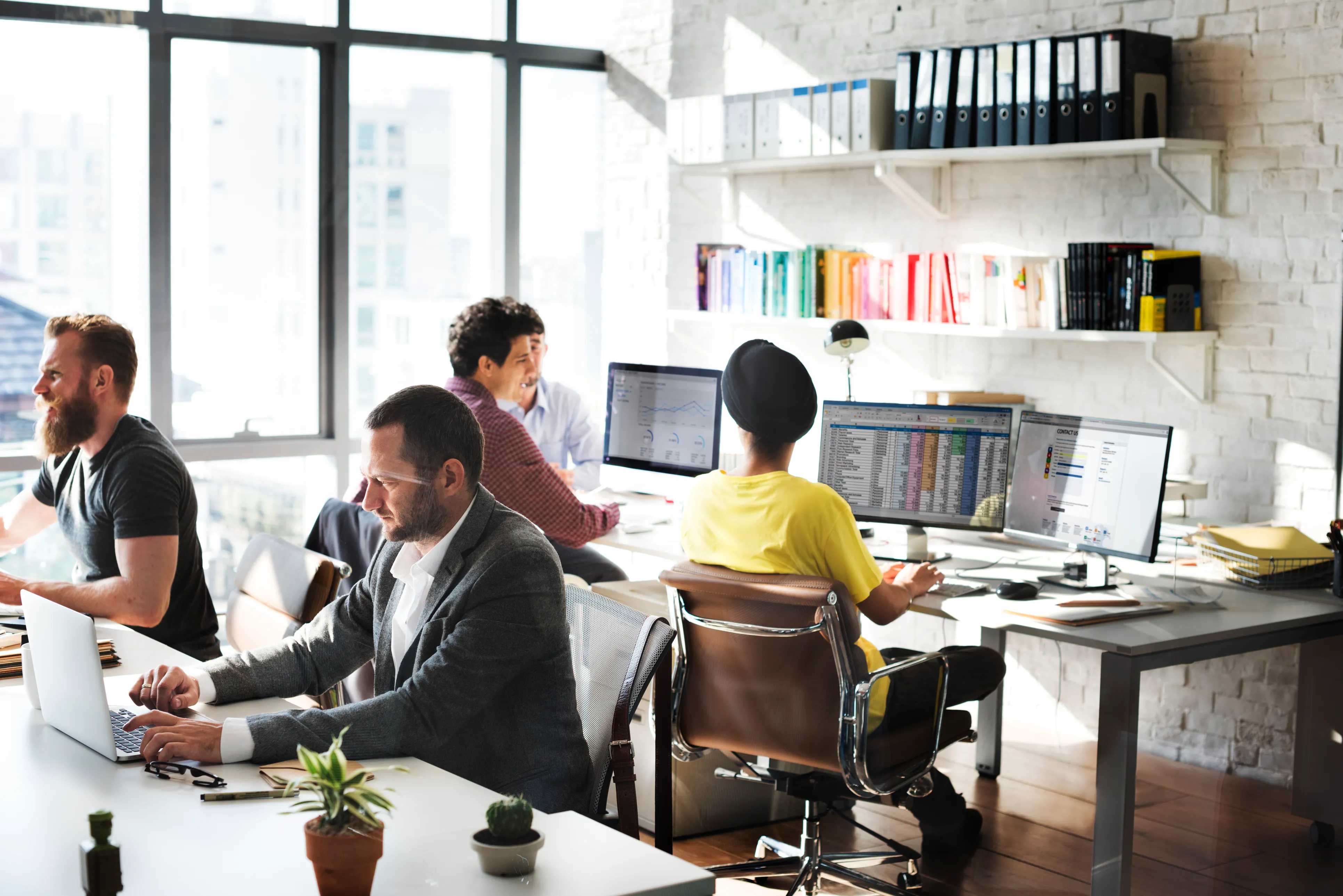 Developers working in an open office
